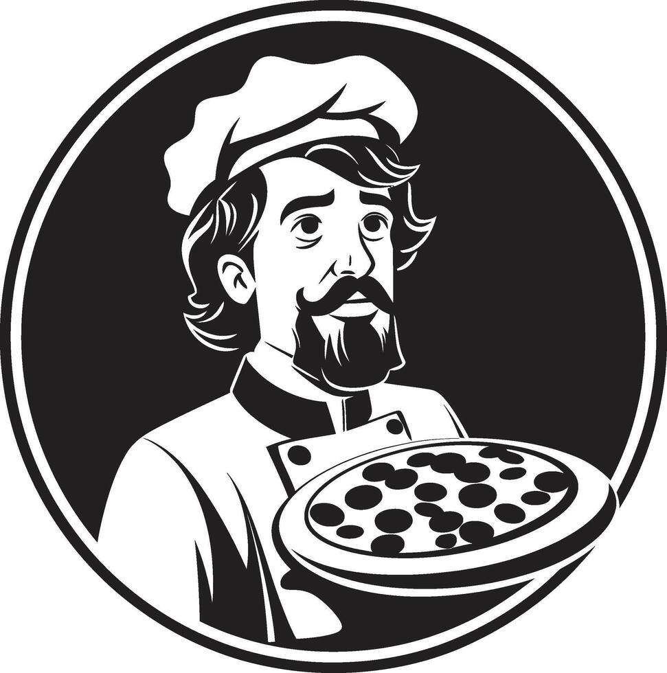 artisanal pizzaïolo élégant icône avec lisse Pizza silhouette sarriette tranche déchaîné foncé icône pour une captivant image vecteur