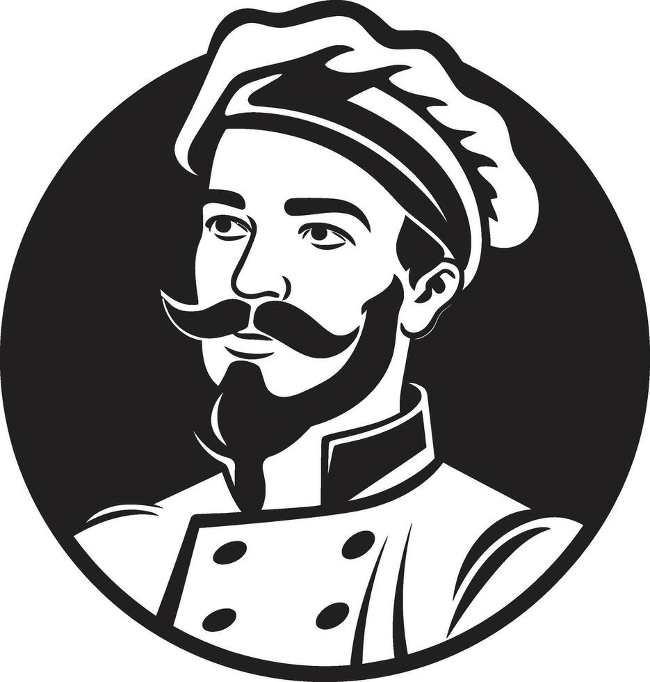 sarriette tranche talent artistique élégant noir logo pour une pizzeria chef Pizza virtuose élégant icône illustration avec chef chapeau silhouette vecteur