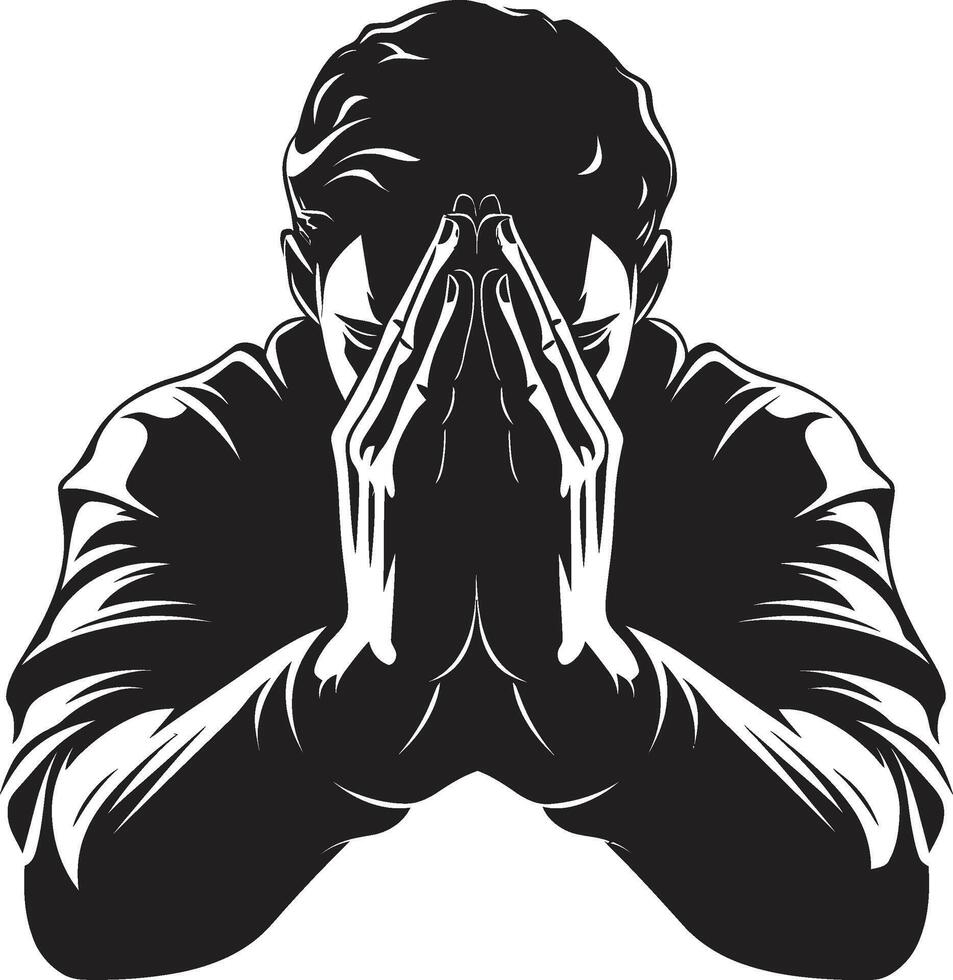 céleste contours noir logo de prier mains tranquille hommages prier mains icône conception dans noir vecteur