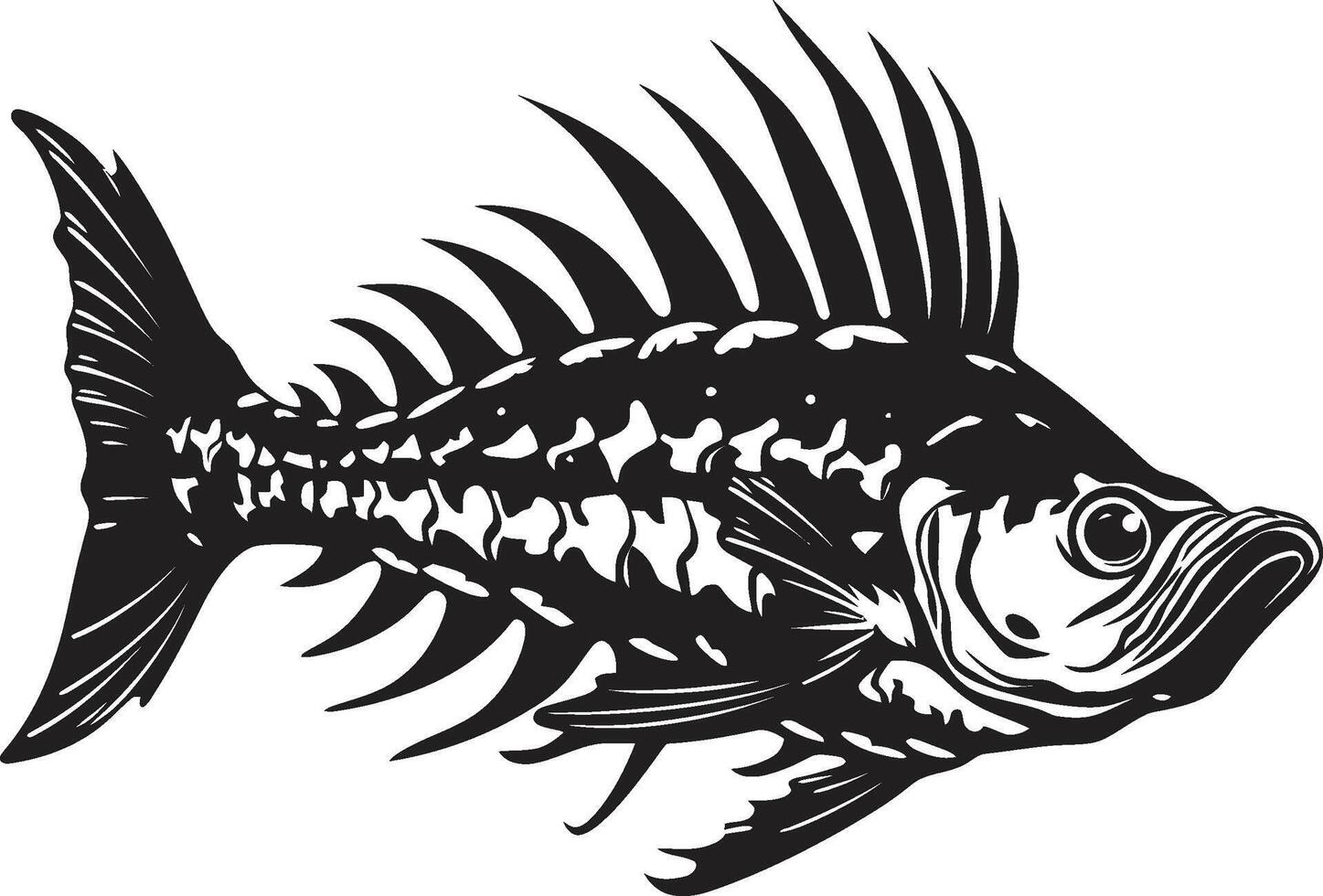 colonne vertébrale effrayant ombres noir icône conception pour prédateur poisson squelette emblème OS bête noir conception de prédateur poisson squelette logo vecteur