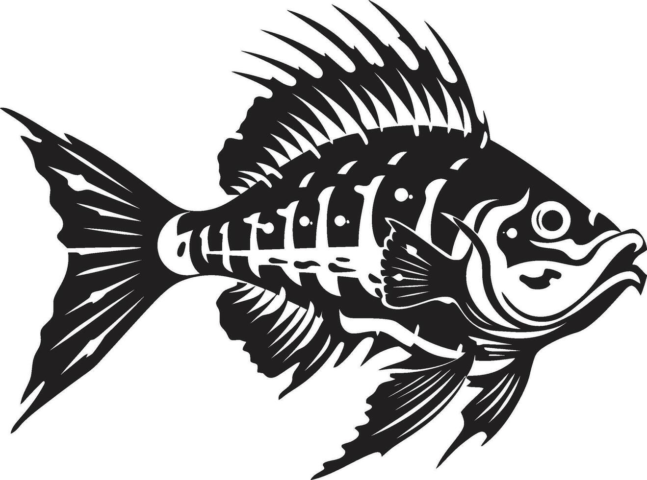 sinistre branchies glyphe élégant noir icône conception pour prédateur poisson squelette sauvage squelettique symbole noir logo pour prédateur poisson squelette vecteur