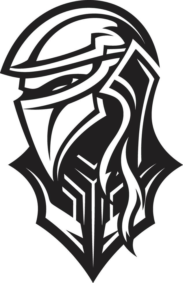 découragé défenseur noir icône conception pour triste Chevalier soldat logo noir complainte élégant noir triste Chevalier soldat emblème vecteur
