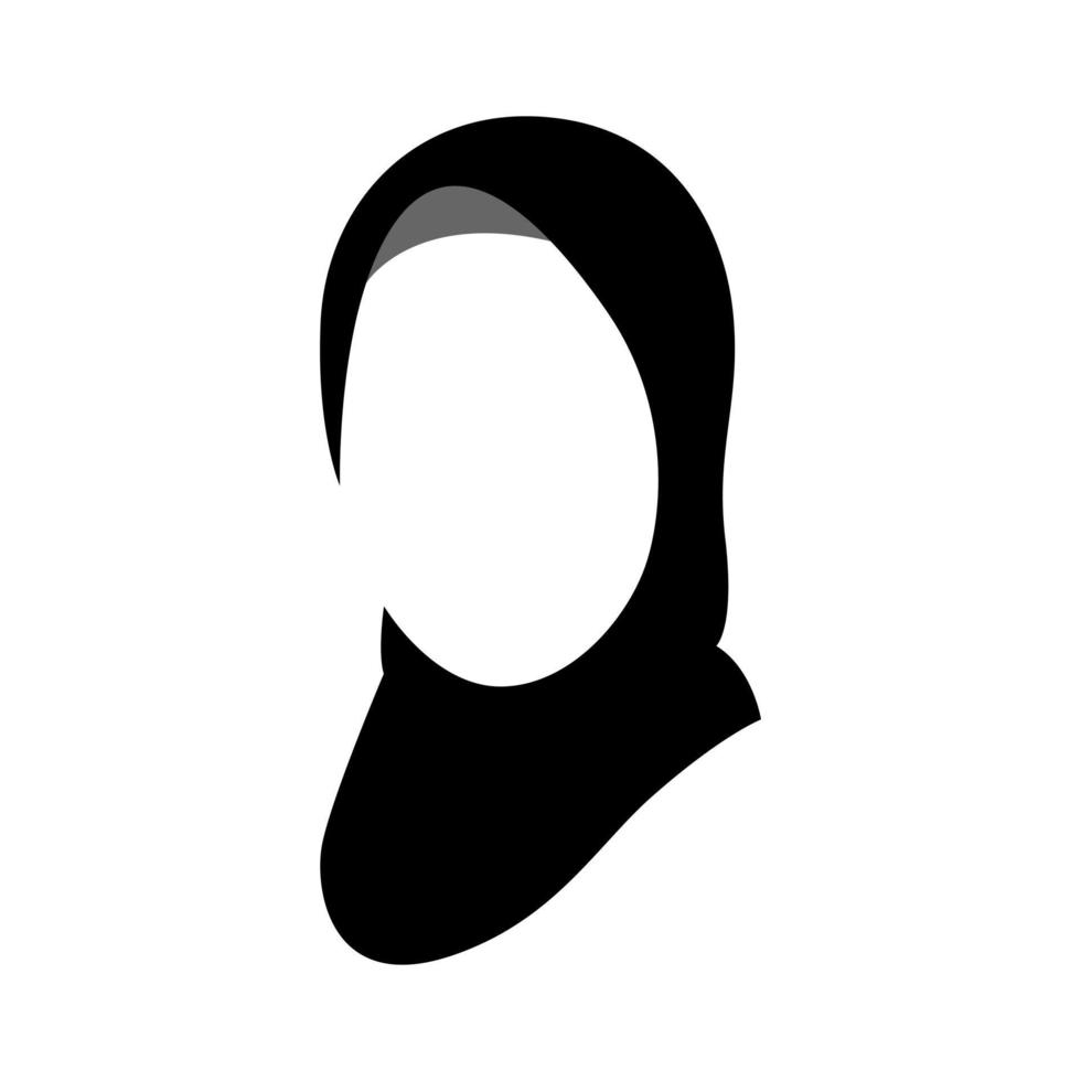 tête inconnue d'avatar de femme hijab, icône, symbole. silhouette vecteur