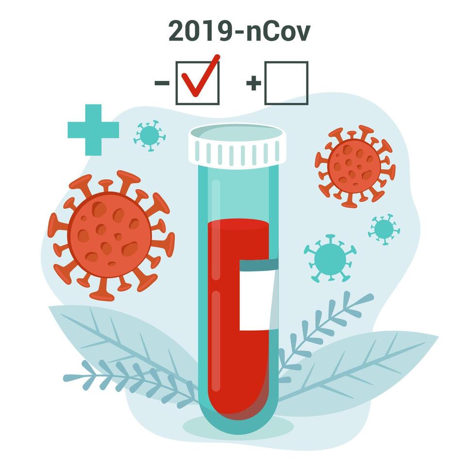 du sang tester tube récipient et médical laboratoire une analyse forme liste avec résultats Les données et approuvé vérifier marque illustration. plat clinique examen liste de contrôle document. médicament se soucier un service concept vecteur