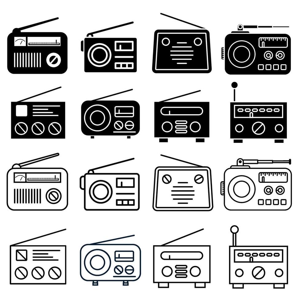 radio icône ensemble. radio vague illustration signe collection. la musique symbole ou logo. vecteur