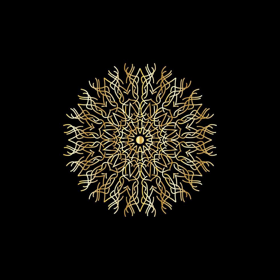 mandala. or décoratif élément. image pour coloration. abstrait circulaire ornement avec stylisé feuilles vecteur