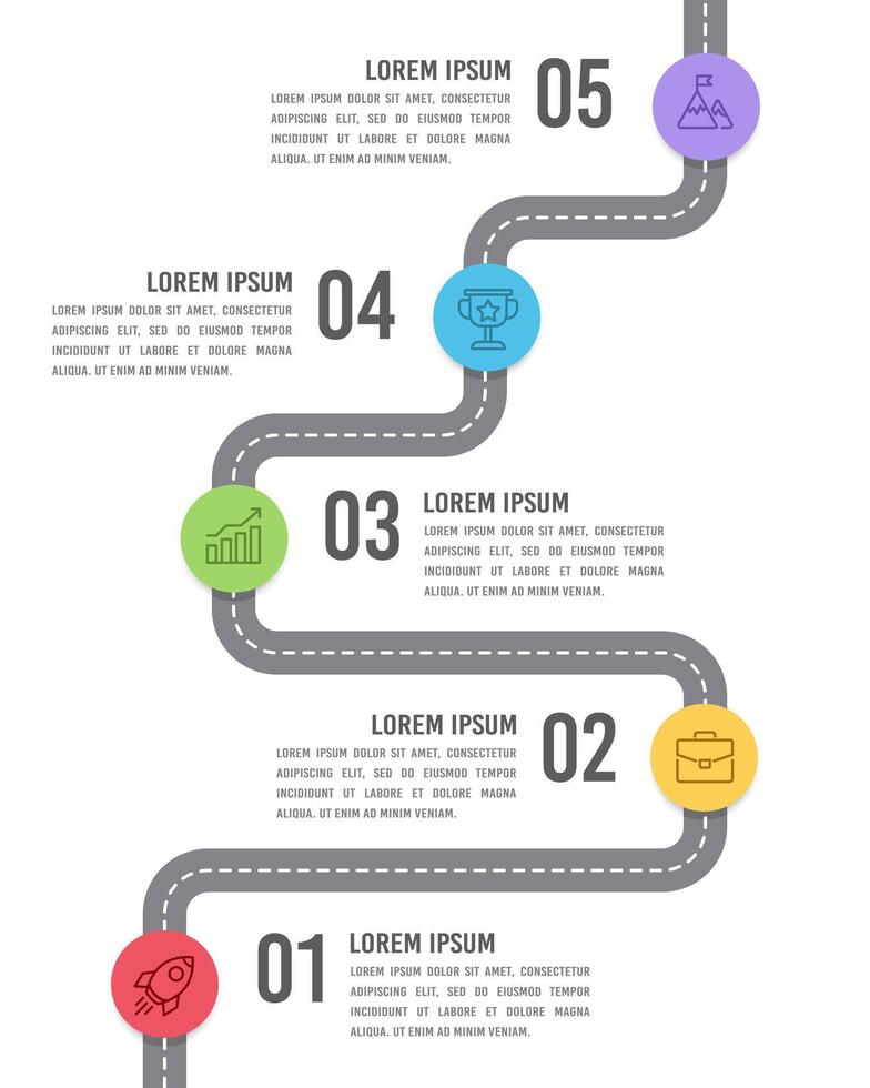 verticale infographie de le route à Succès conception modèle. feuille de route, jalon, chronologie et présentation. vecteur