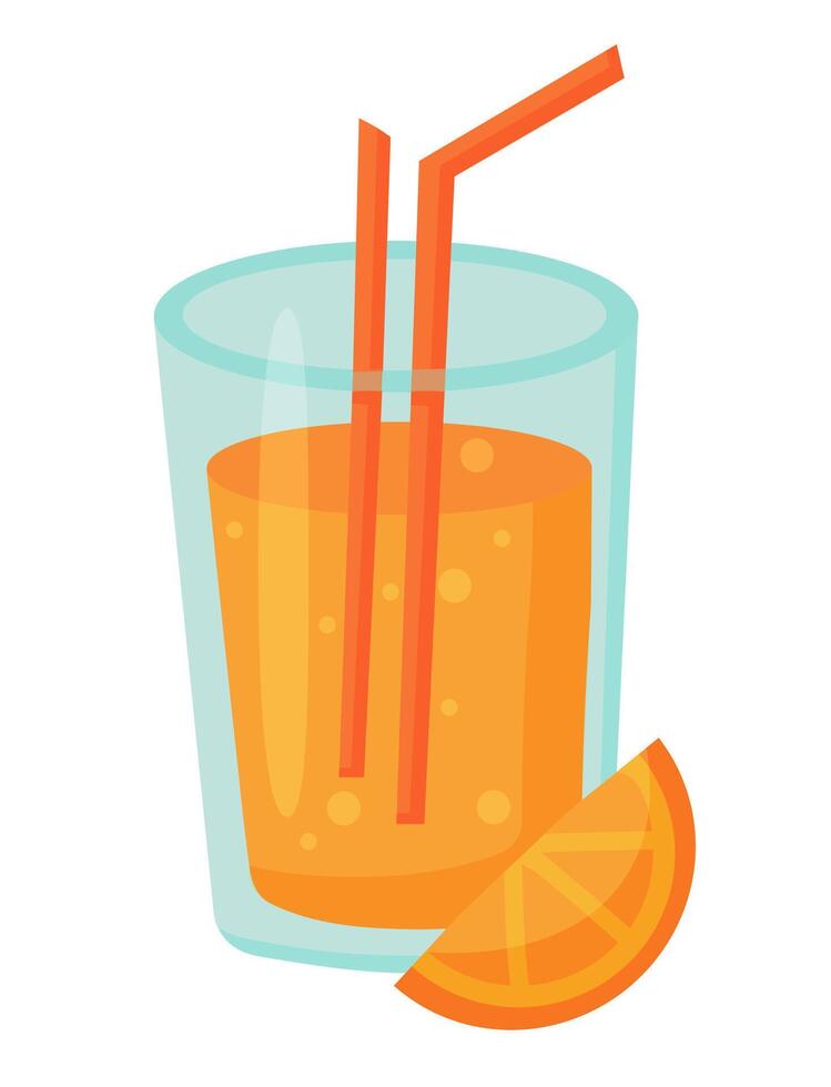 fruit cocktail dans verre avec paille. Frais Orange été boire. illustration. vecteur