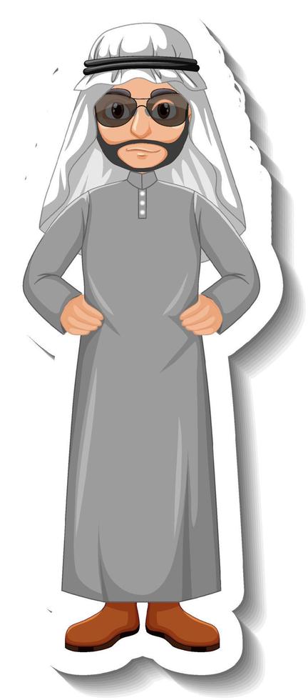 personnage de dessin animé homme arabe sur fond blanc vecteur