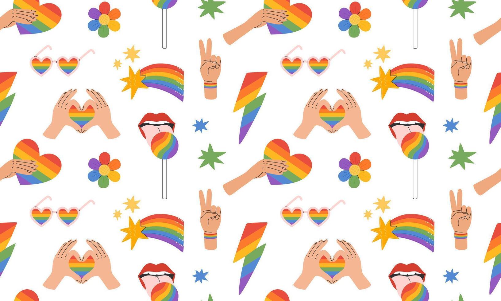 sans couture modèle avec lgbtq communauté panneaux et symboles. lgbt fierté mois. illustration vecteur