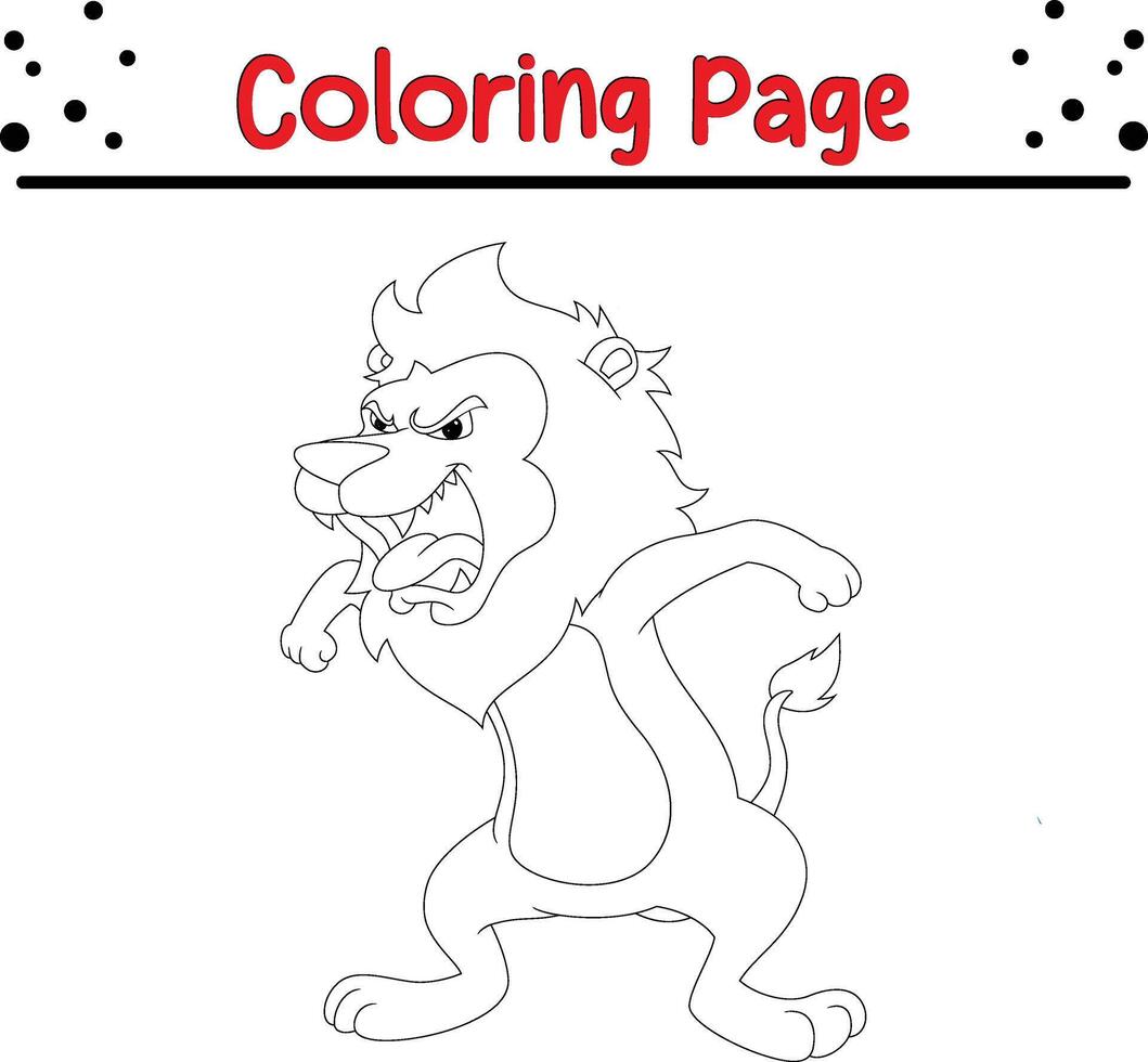 en colère Lion coloration page. coloration livre pour des gamins vecteur