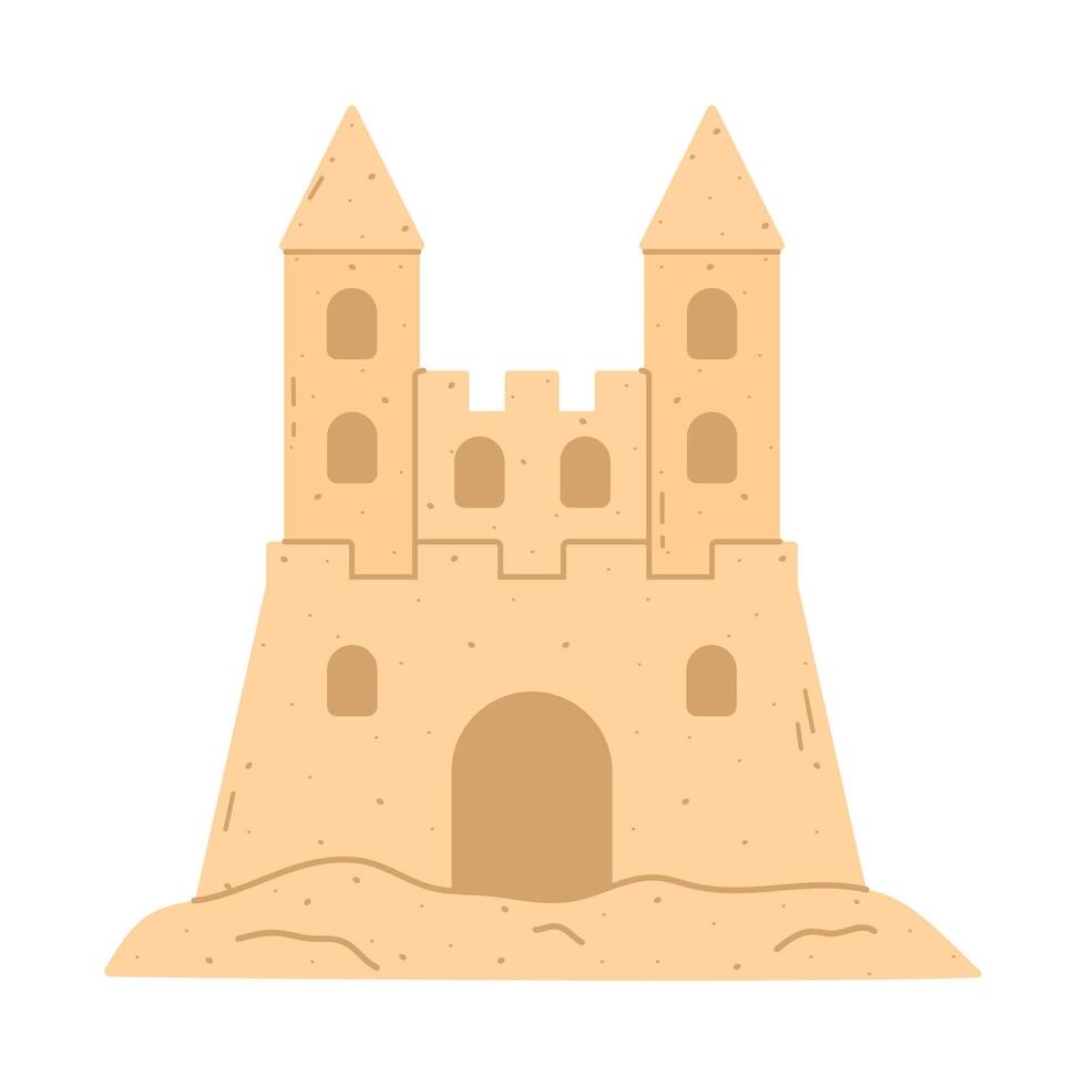 dessin animé plage château de sable. plat isolé illustration vecteur