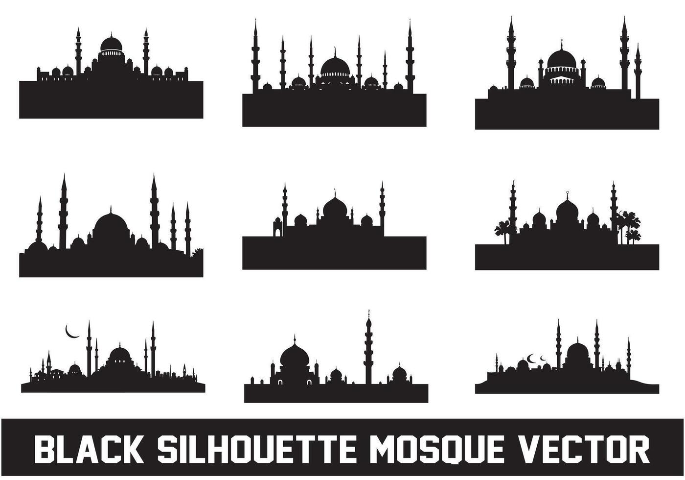 mosquée silhouette paquet blanc Contexte vecteur