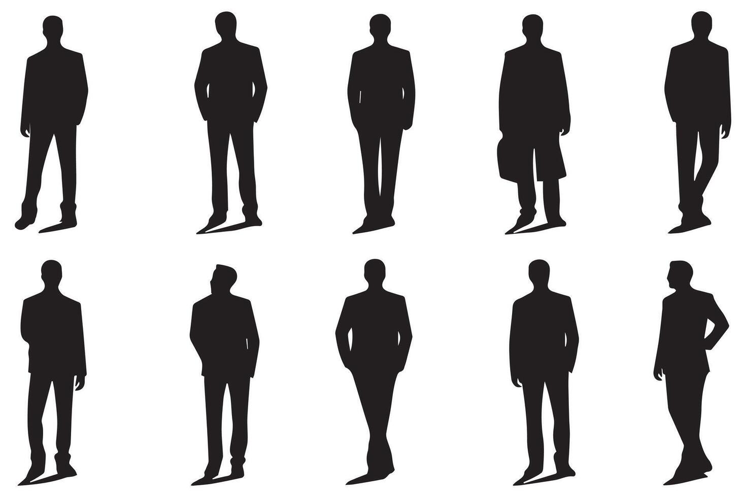 noir silhouette groupe de homme vecteur