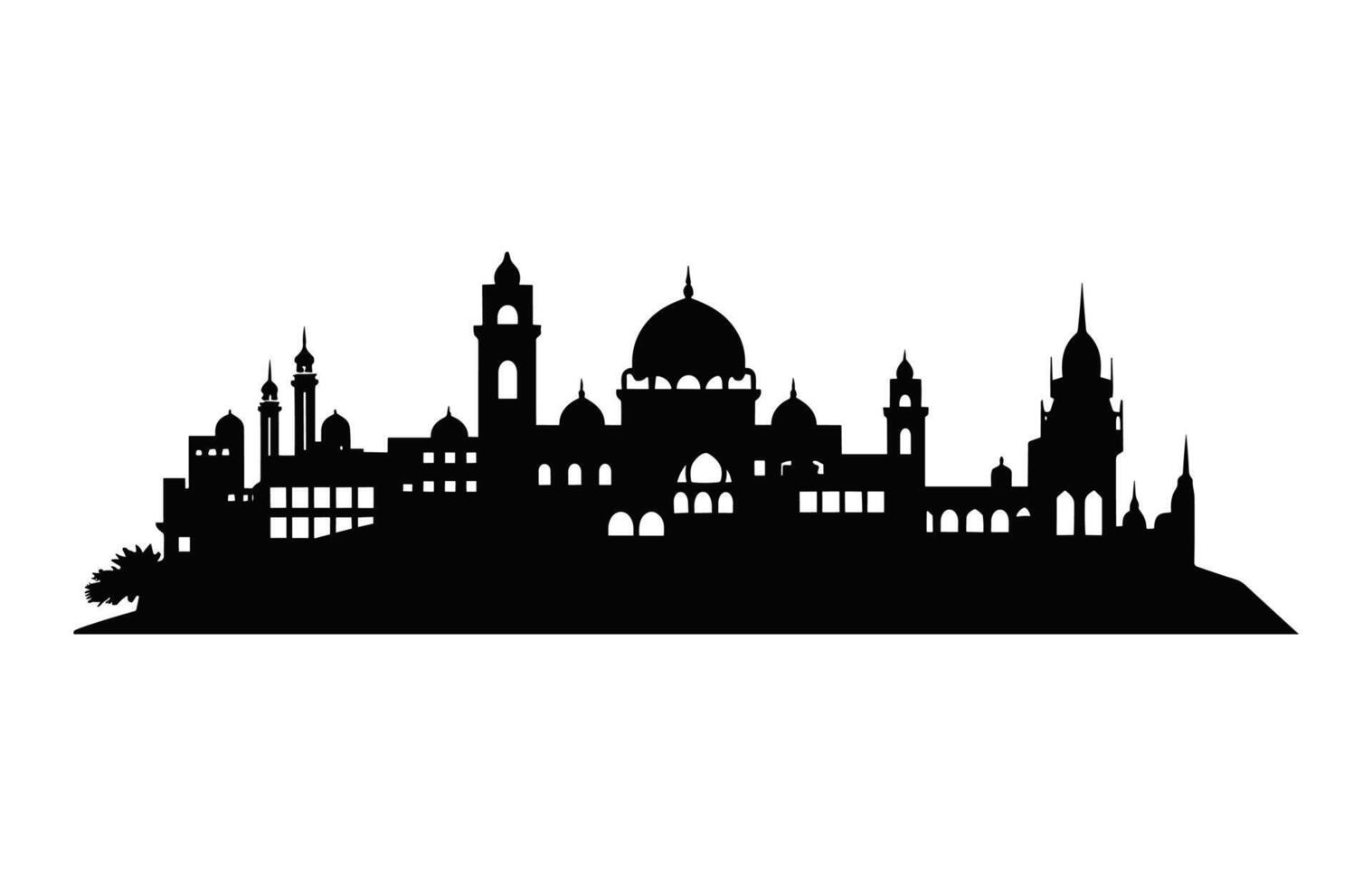 jaipur ville horizon noir et blanc silhouette isolé sur une blanc Contexte vecteur