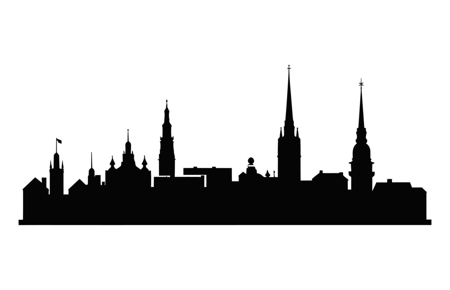 Copenhague ville horizon silhouette isolé sur une blanc Contexte vecteur