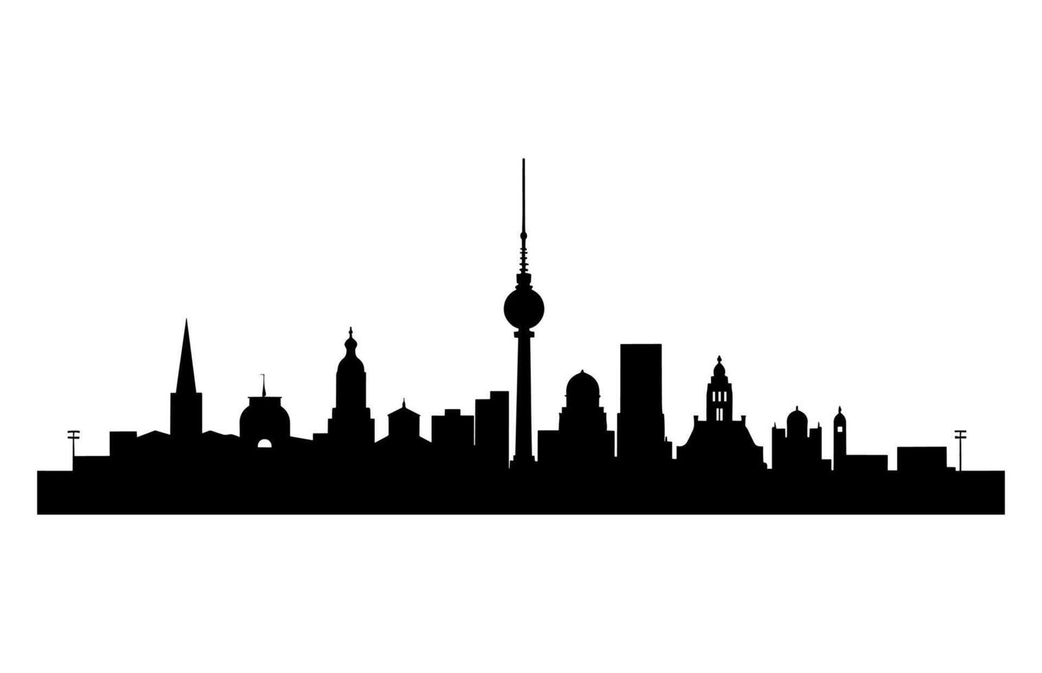 Berlin horizon silhouette isolé sur une blanc Contexte vecteur