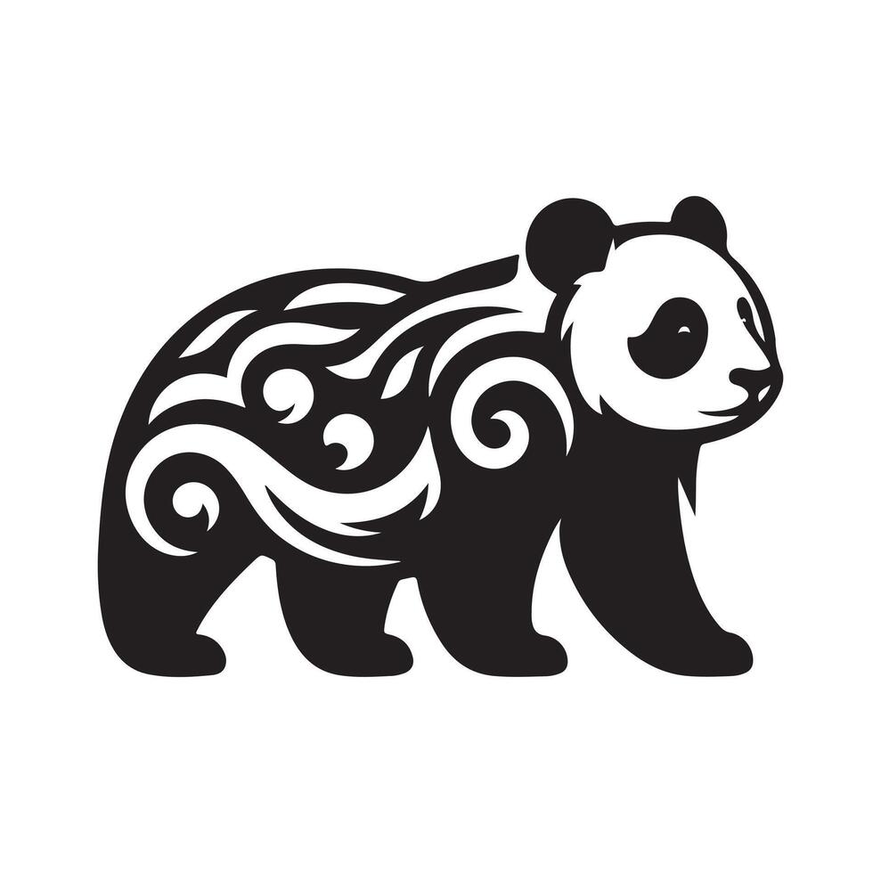 Panda illustration conception silhouette style vecteur