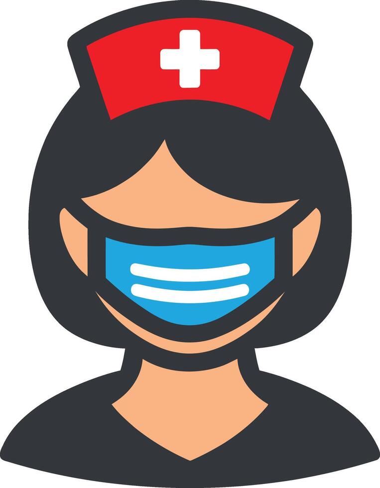 image de une infirmière portant une visage masque. vecteur