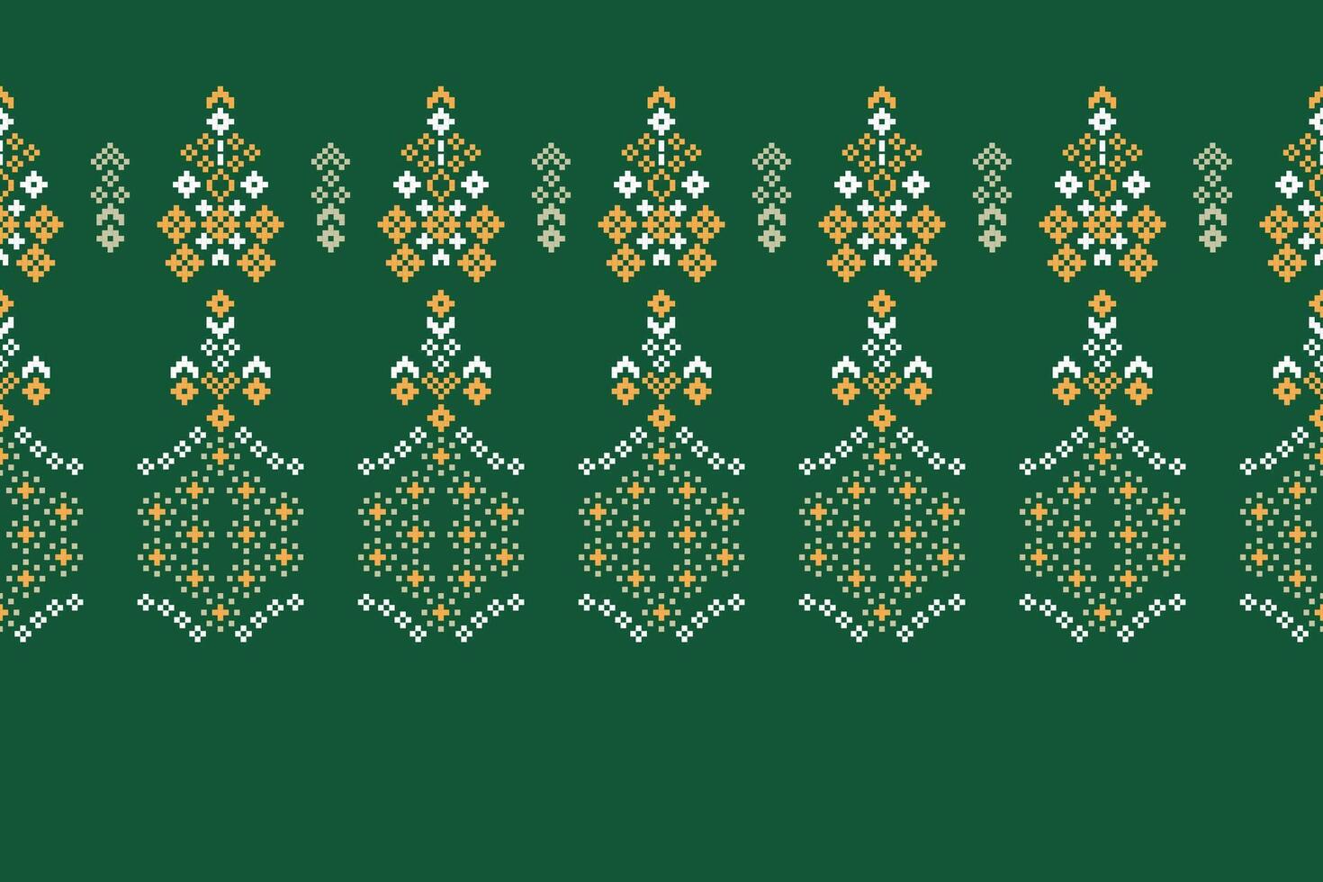 traditionnel ethnique motifs ikat géométrique en tissu modèle traverser point.ikat broderie ethnique Oriental pixel vert Contexte. résumé, illustration. texture, écharpe, décoration, papier peint. vecteur