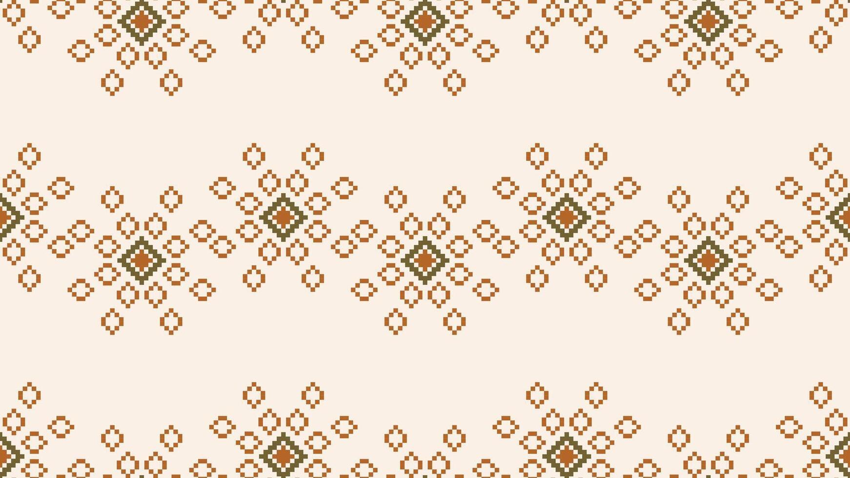 traditionnel ethnique motifs ikat géométrique en tissu modèle traverser point.ikat broderie ethnique Oriental pixel marron crème Contexte. résumé, illustration. texture, écharpe, décoration, papier peint. vecteur