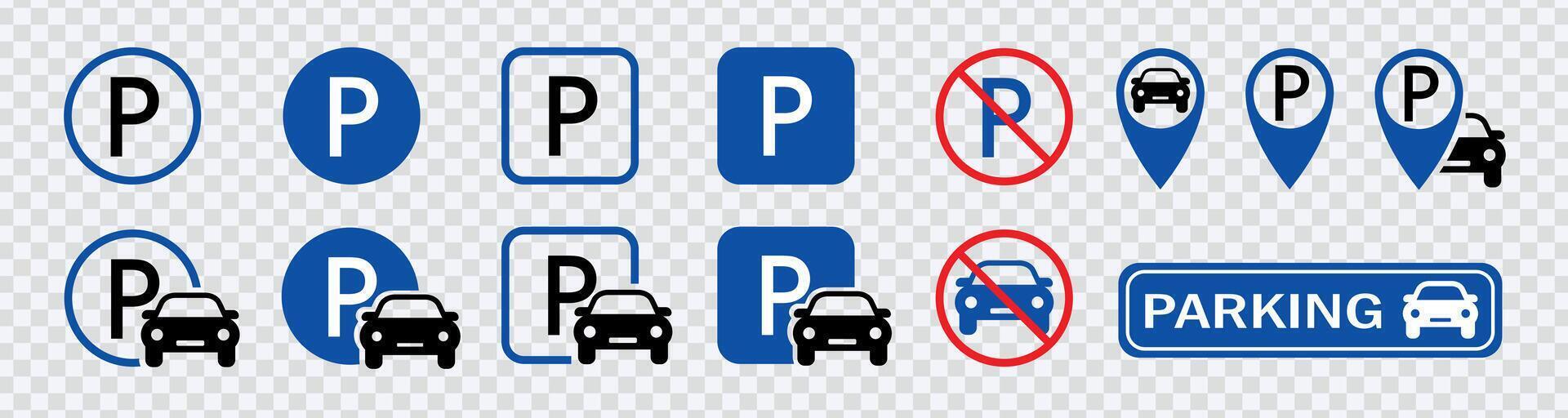 optimiser parking visuels avec notre voiture parking icône ensemble une complet collection pour clair et efficace la communication dans circulation et parking dessins vecteur