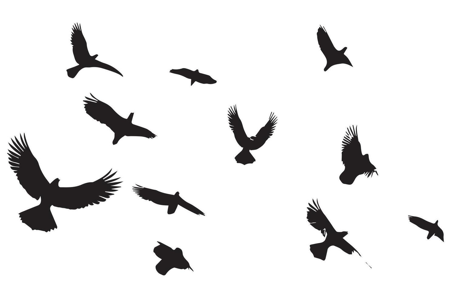 ensemble de en volant des oiseaux silhouettes vecteur