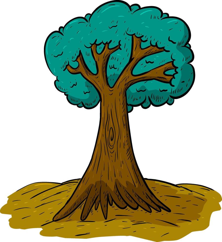 dessin animé illustration de gros arbre vecteur