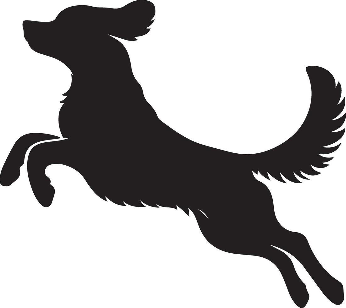 minimal chien sauter pose silhouette, noir Couleur silhouette vecteur