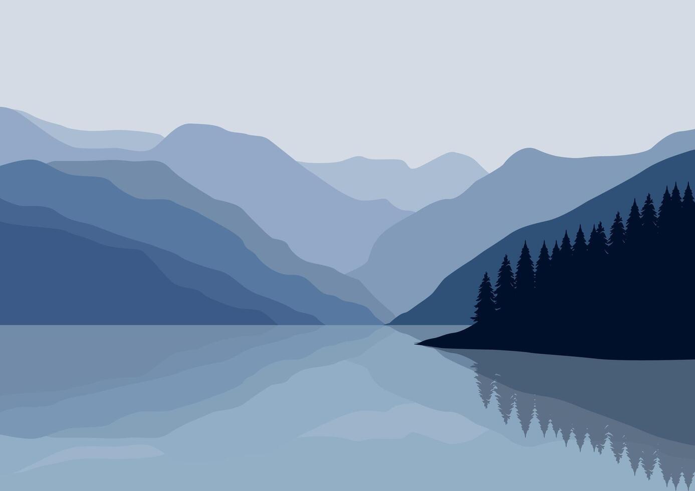 montagnes paysage avec lac. illustration dans plat style. vecteur