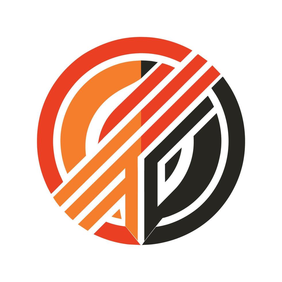 audacieux logo conception avec une noir et Orange cercle avec le lettre p en bonne place affiché, une logo conception en utilisant audacieux typographie et une simple, circulaire forme vecteur
