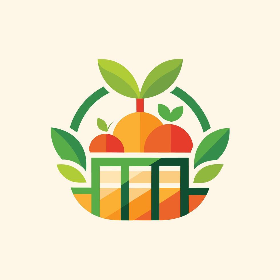 logo conception pour une fruit et légume entreprise, avec une stylisé image de une élégant, moderne cultiver, une logo pour une local nourriture garde-manger cette Caractéristiques une stylisé fruit panier vecteur