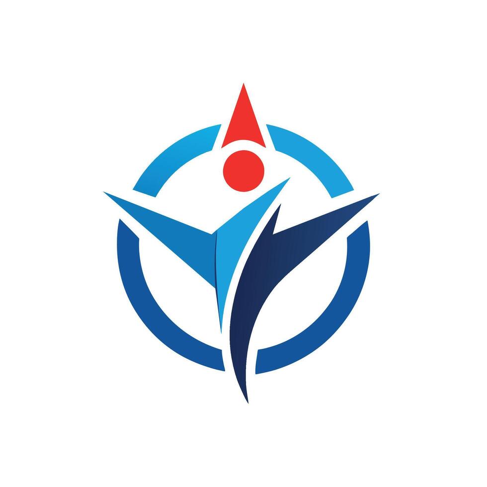 minimaliste bleu et rouge logo conception représentant une entreprise marque, une minimaliste symbole cette transmet le idée de guidage entreprises vers Succès vecteur