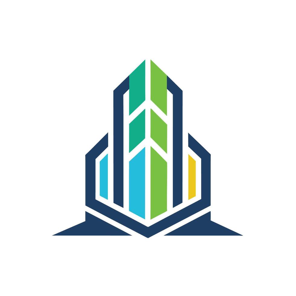 une minimaliste logo conception avec une géométrique forme pour une bâtiment entreprises marque identité, créer une minimaliste logo avec nettoyer lignes et géométrique formes vecteur