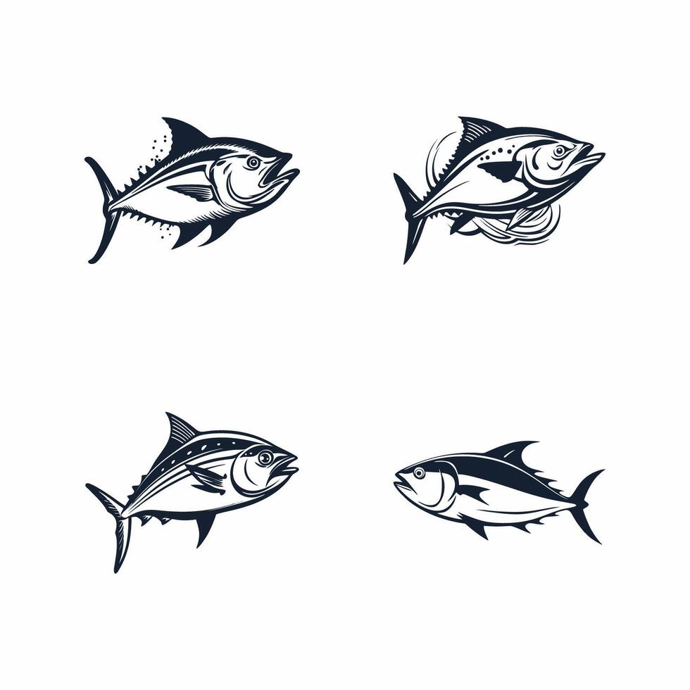 ensemble de linéaire logos et emblèmes - poisson et pêche - abstrait conception éléments vecteur