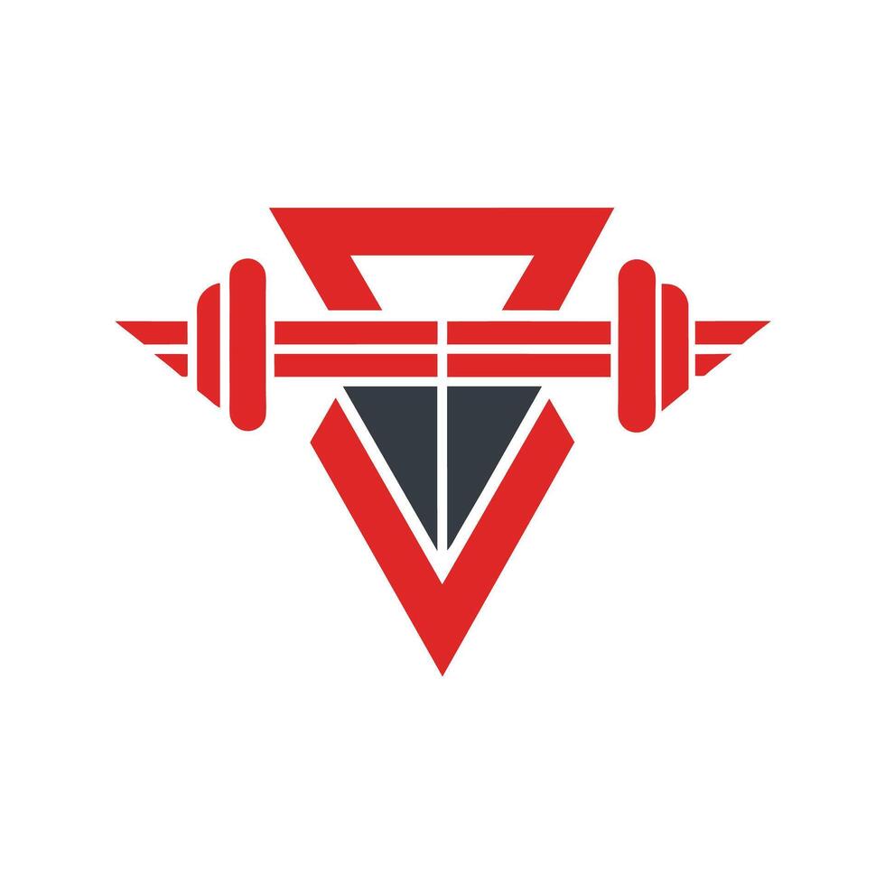 une minimaliste logo avec une rouge et noir haltère conception, symbolisant force et aptitude, artisanat une minimaliste logo cette transmet sophistication et style vecteur