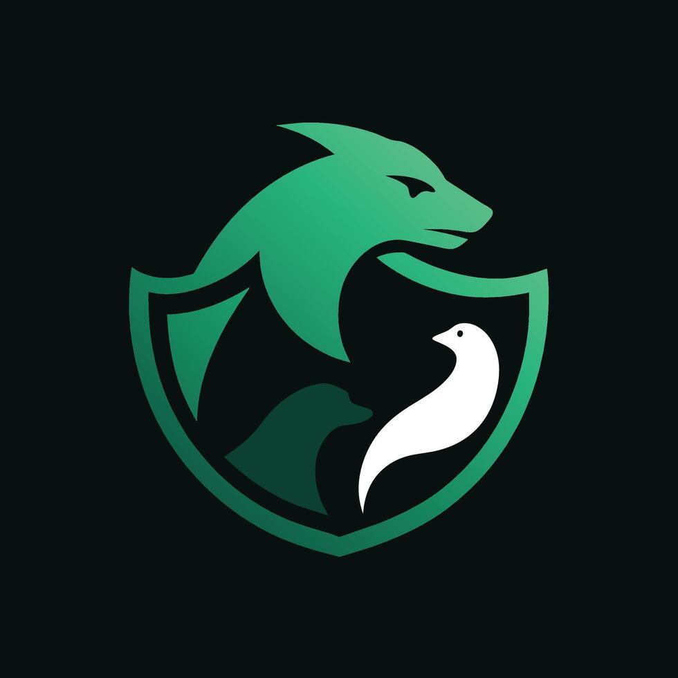 une entreprise logo avec vert et blanc couleurs, symbolisant protection et sécurité, conception une logo cette incarne le idée de protéger en danger espèce vecteur