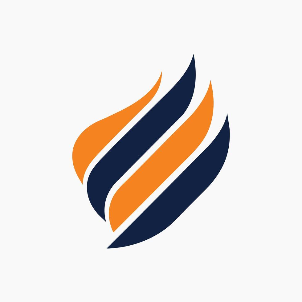 Orange et bleu flamme logo contrastant contre une blanc toile de fond, en utilisant une limité Couleur palette à transmettre une sens de sophistication vecteur