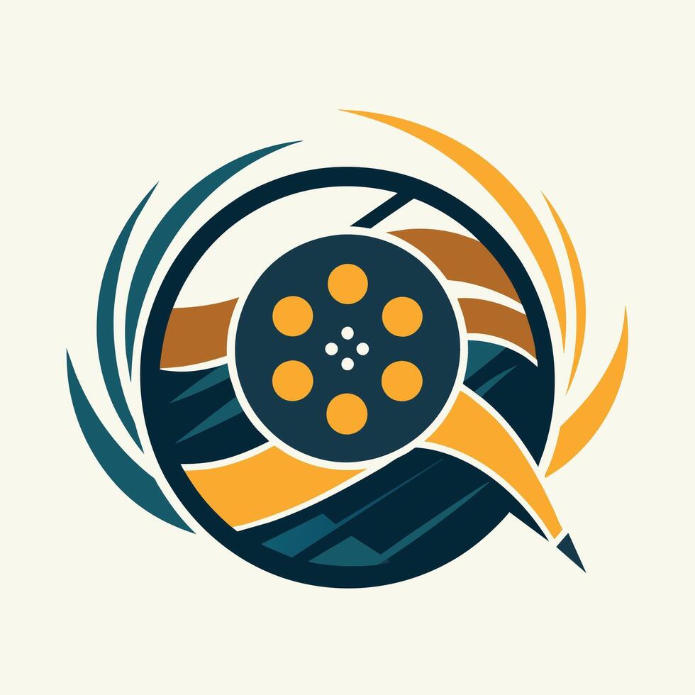 une moderne interprétation de traditionnel film bobine imagerie pour une film production entreprises logo, une moderne prendre sur traditionnel film bobine imagerie, minimaliste Facile moderne logo conception vecteur