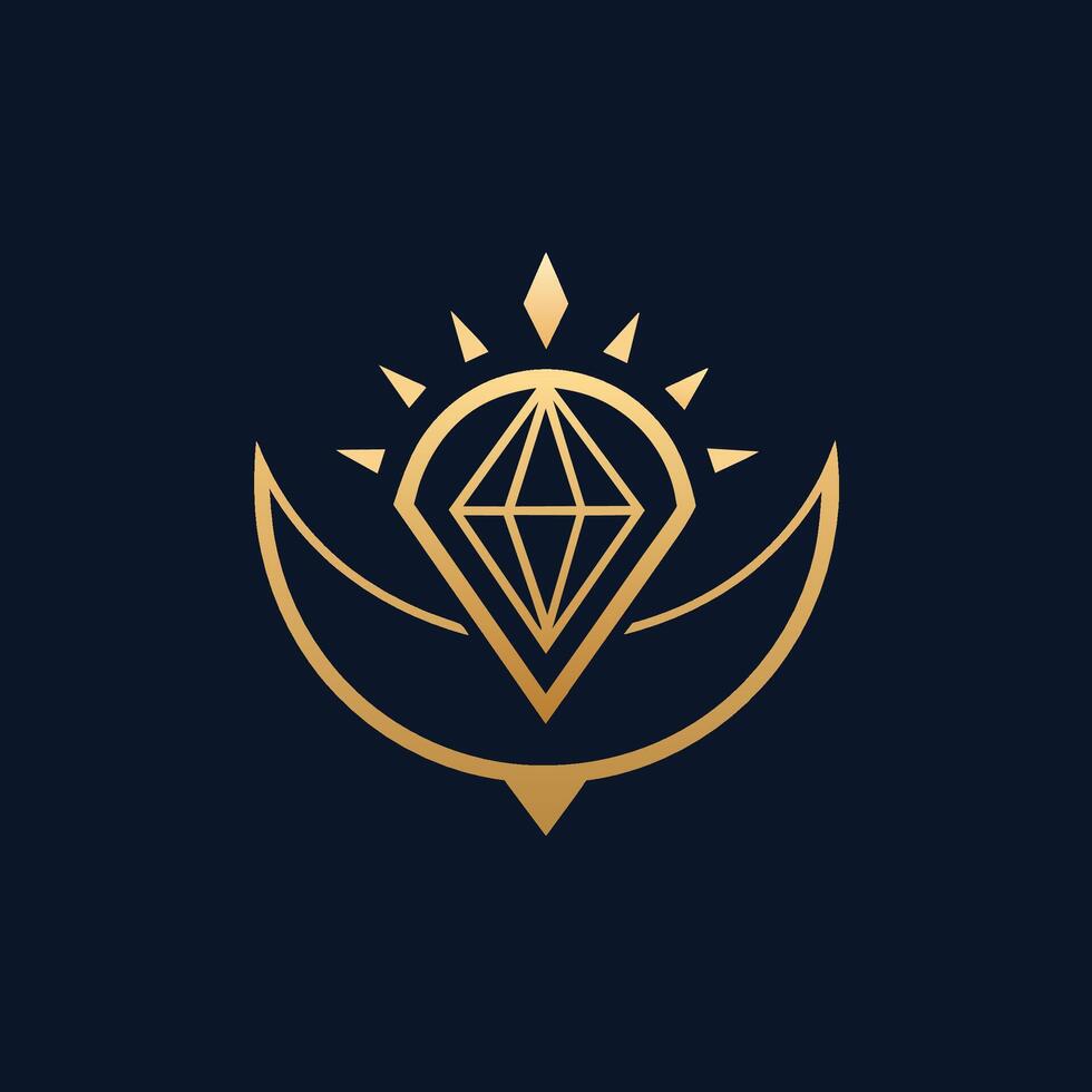 élégant or diamant logo sur une lisse noir arrière-plan, exsudant luxe et sophistication, artisanat une Facile et élégant logo pour une prestigieux bijoux marque vecteur