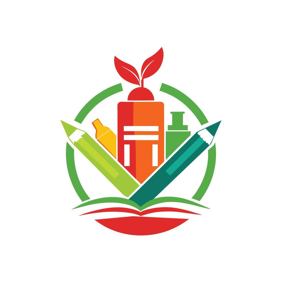 école logo conception avec des crayons et livres, développer une minimaliste logo pour une école la fourniture détaillant, minimaliste Facile moderne logo conception vecteur