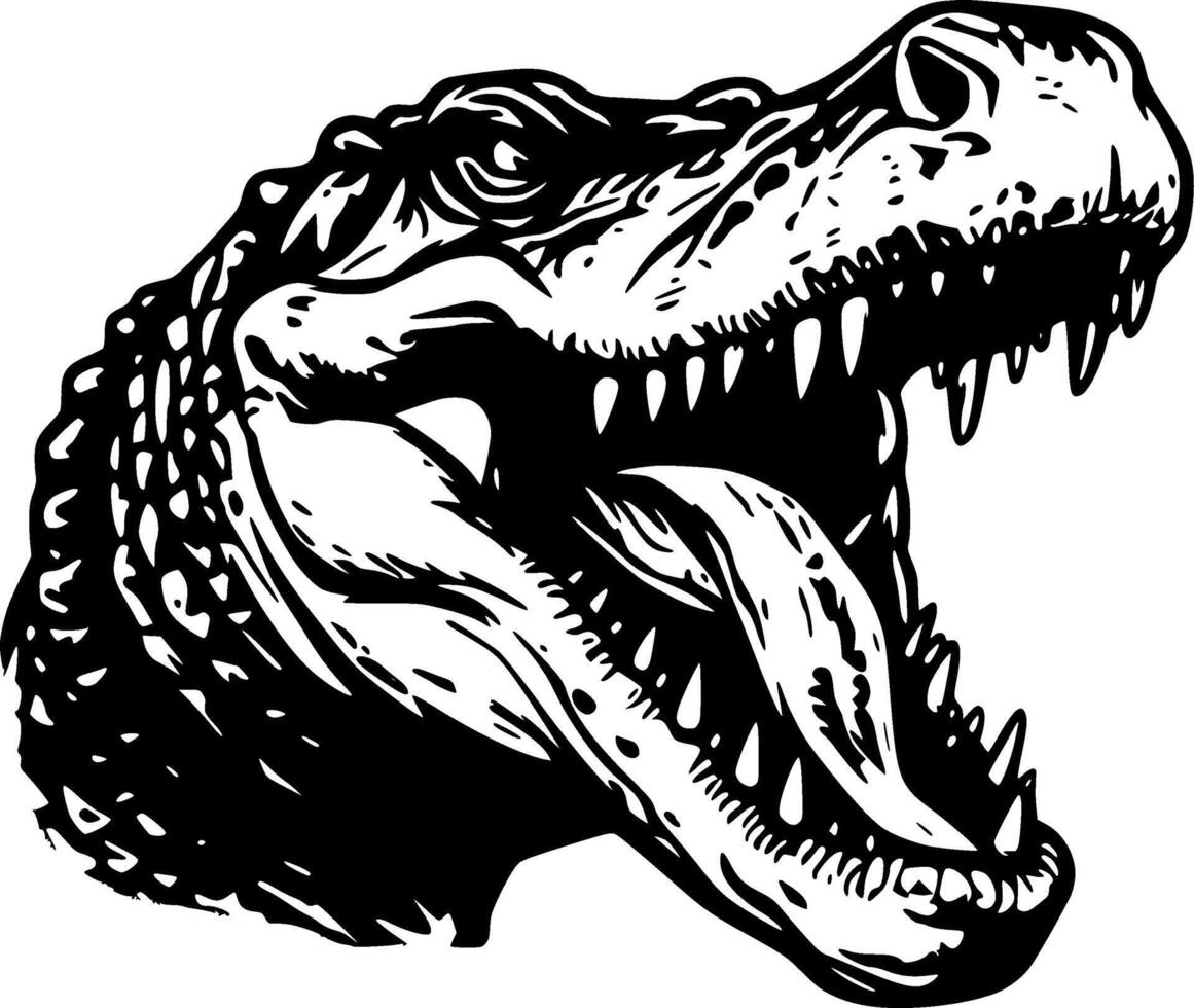 alligator - noir et blanc isolé icône - illustration vecteur