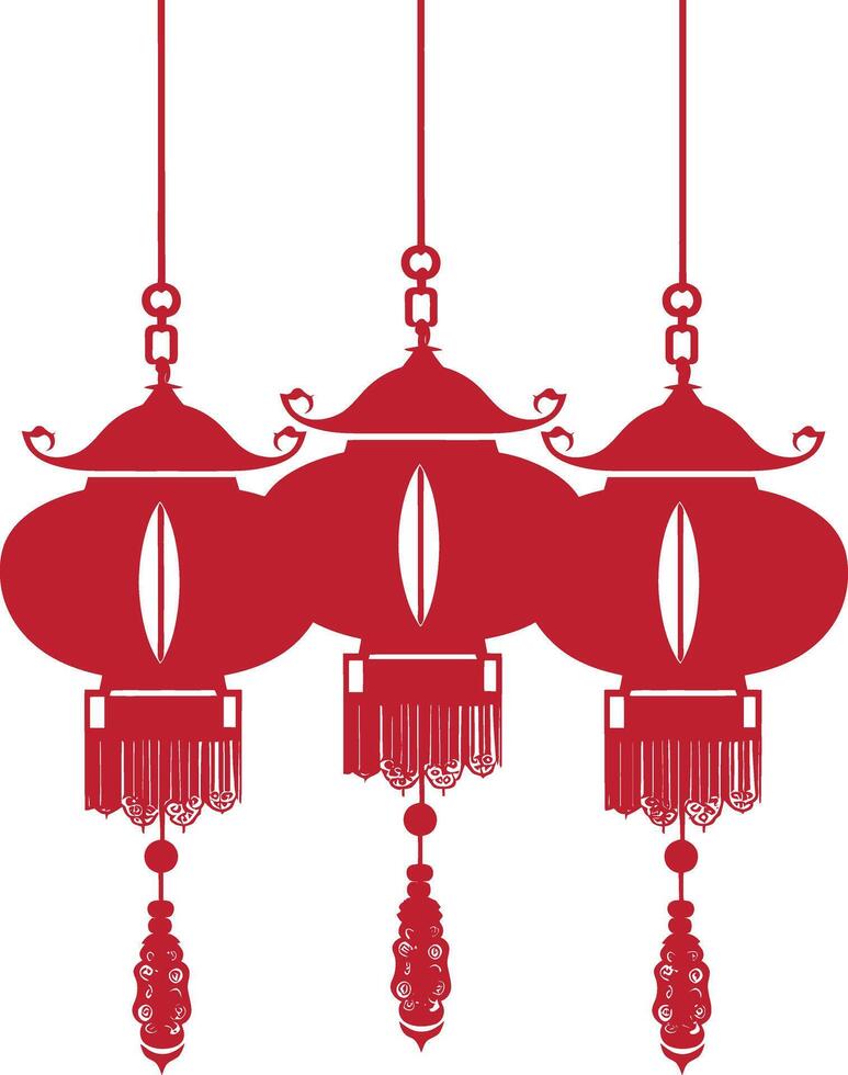 asiatique chinois traditionnel lanterne rouge Couleur seulement vecteur