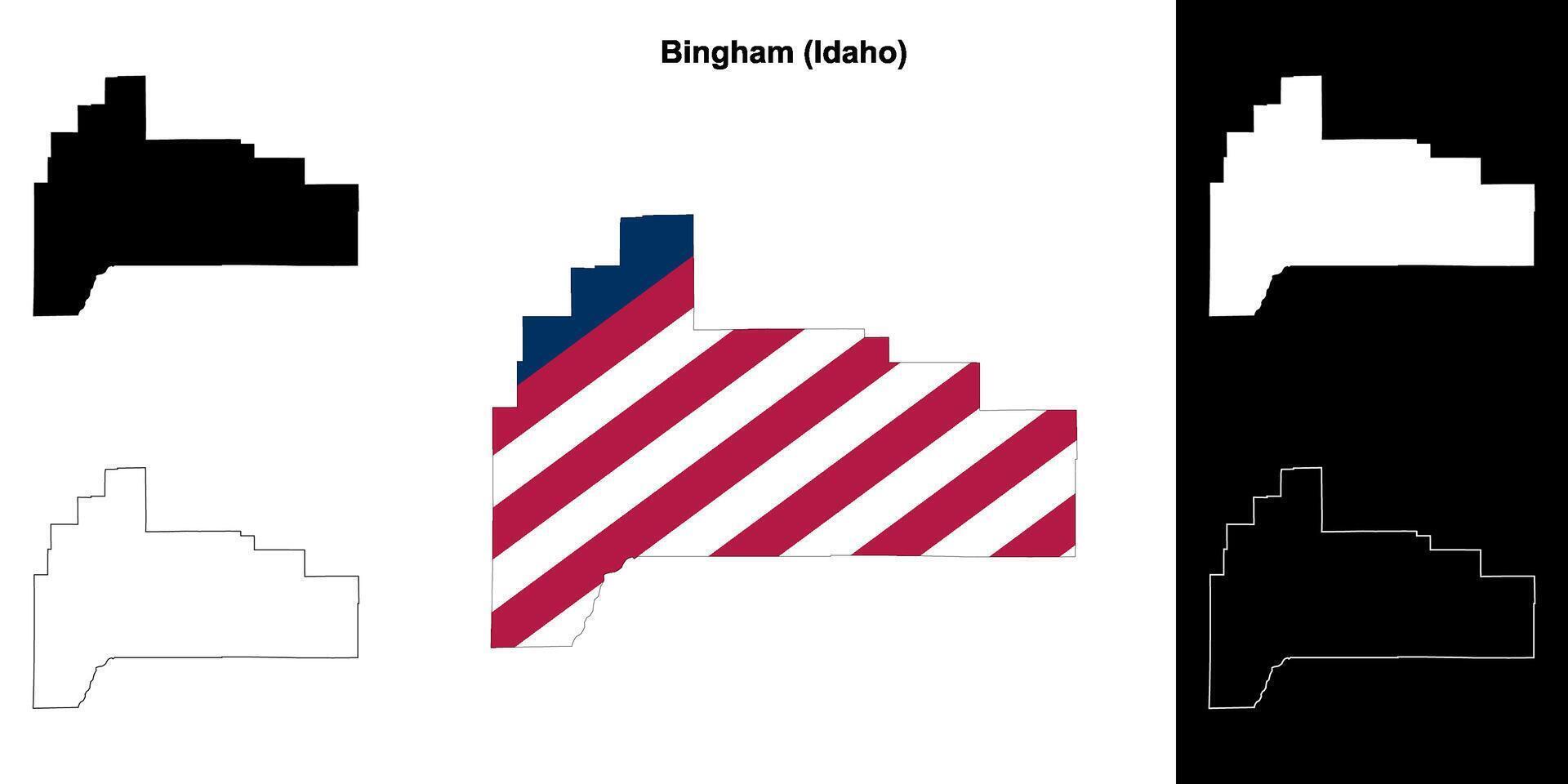 Bingham comté, Idaho contour carte ensemble vecteur