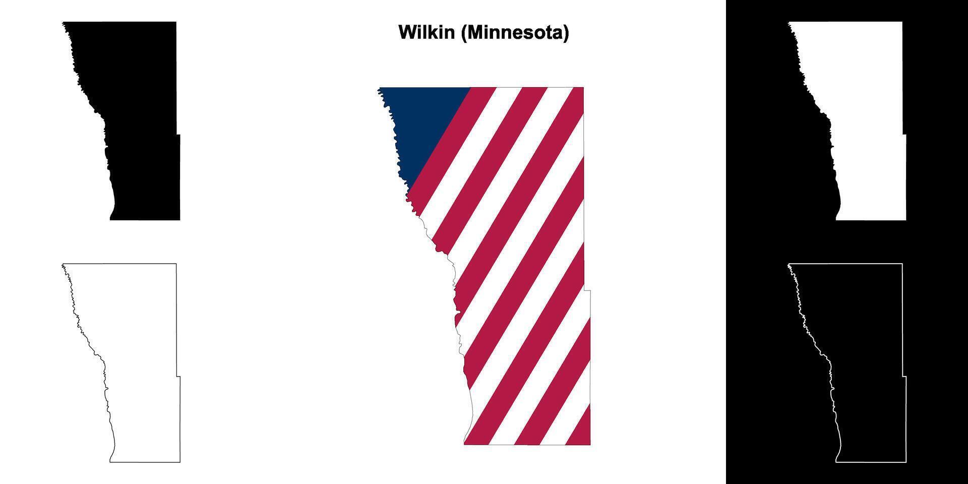 Wilkin comté, Minnesota contour carte ensemble vecteur