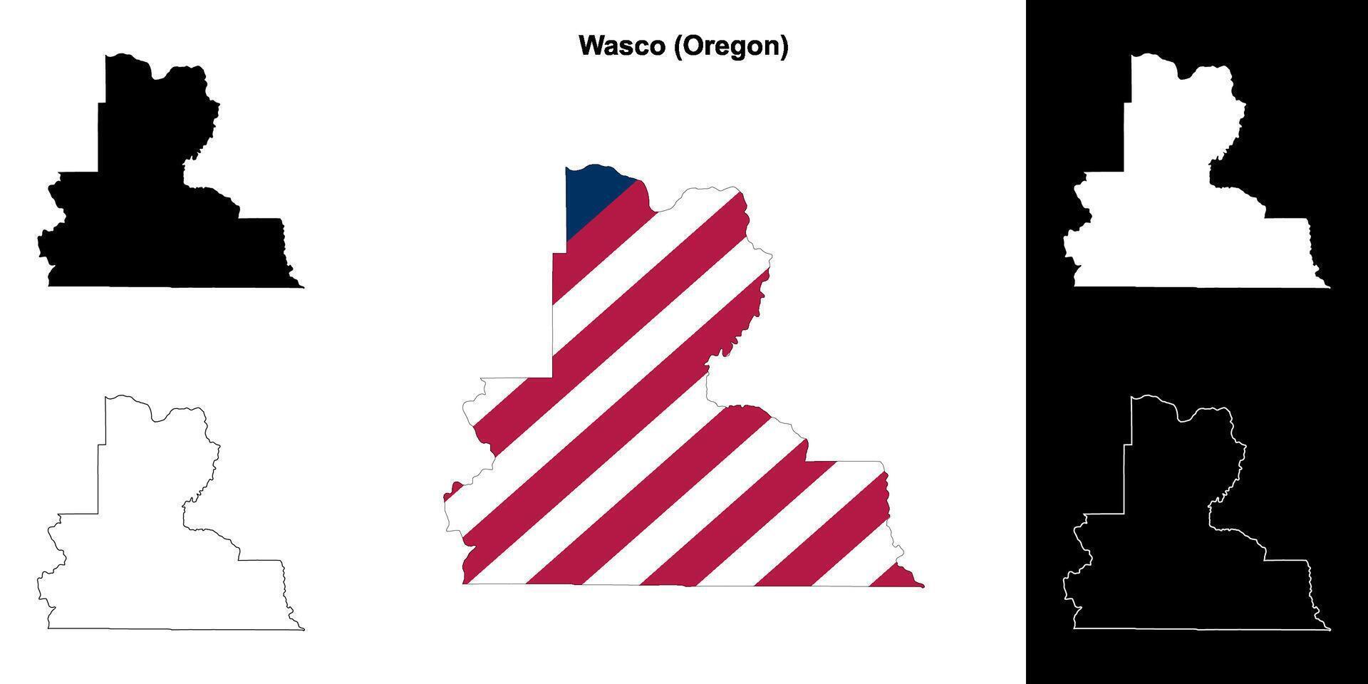 Wasco comté, Oregon contour carte ensemble vecteur