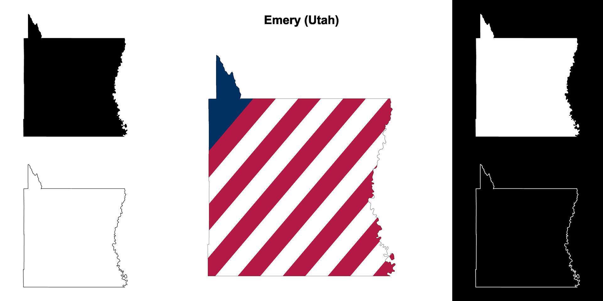émeri comté, Utah contour carte ensemble vecteur