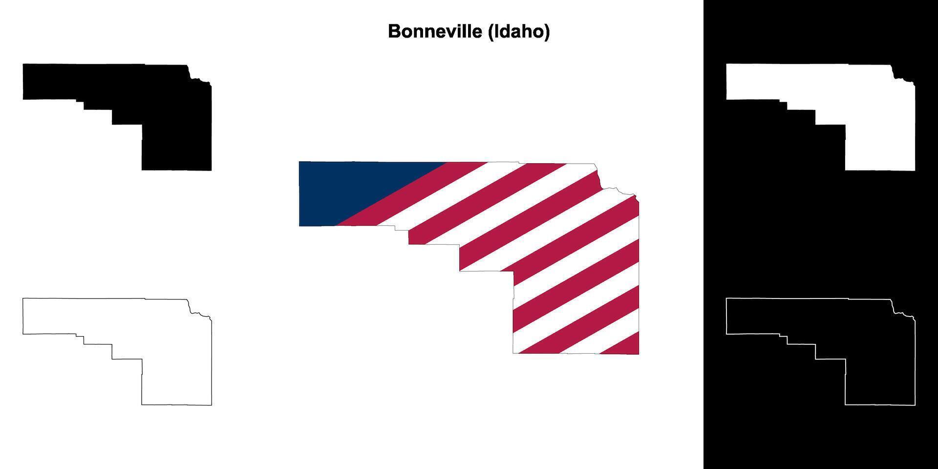 bonneville comté, Idaho contour carte ensemble vecteur