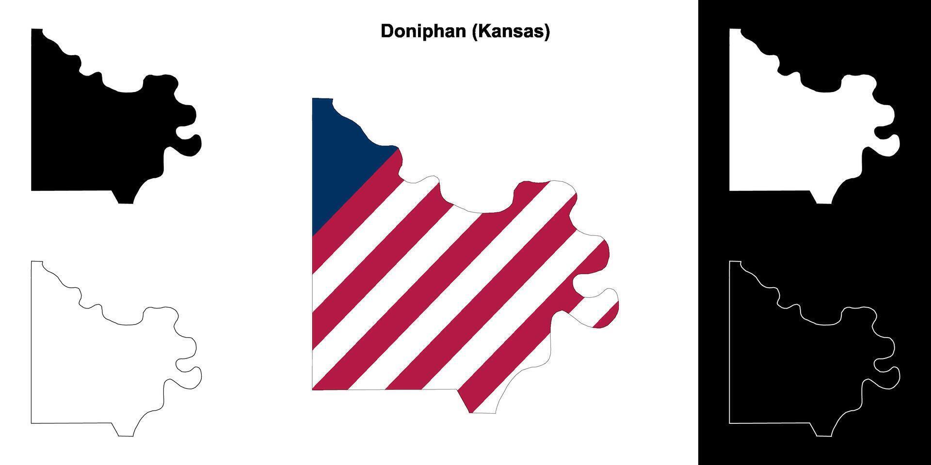 doniphan comté, Kansas contour carte ensemble vecteur