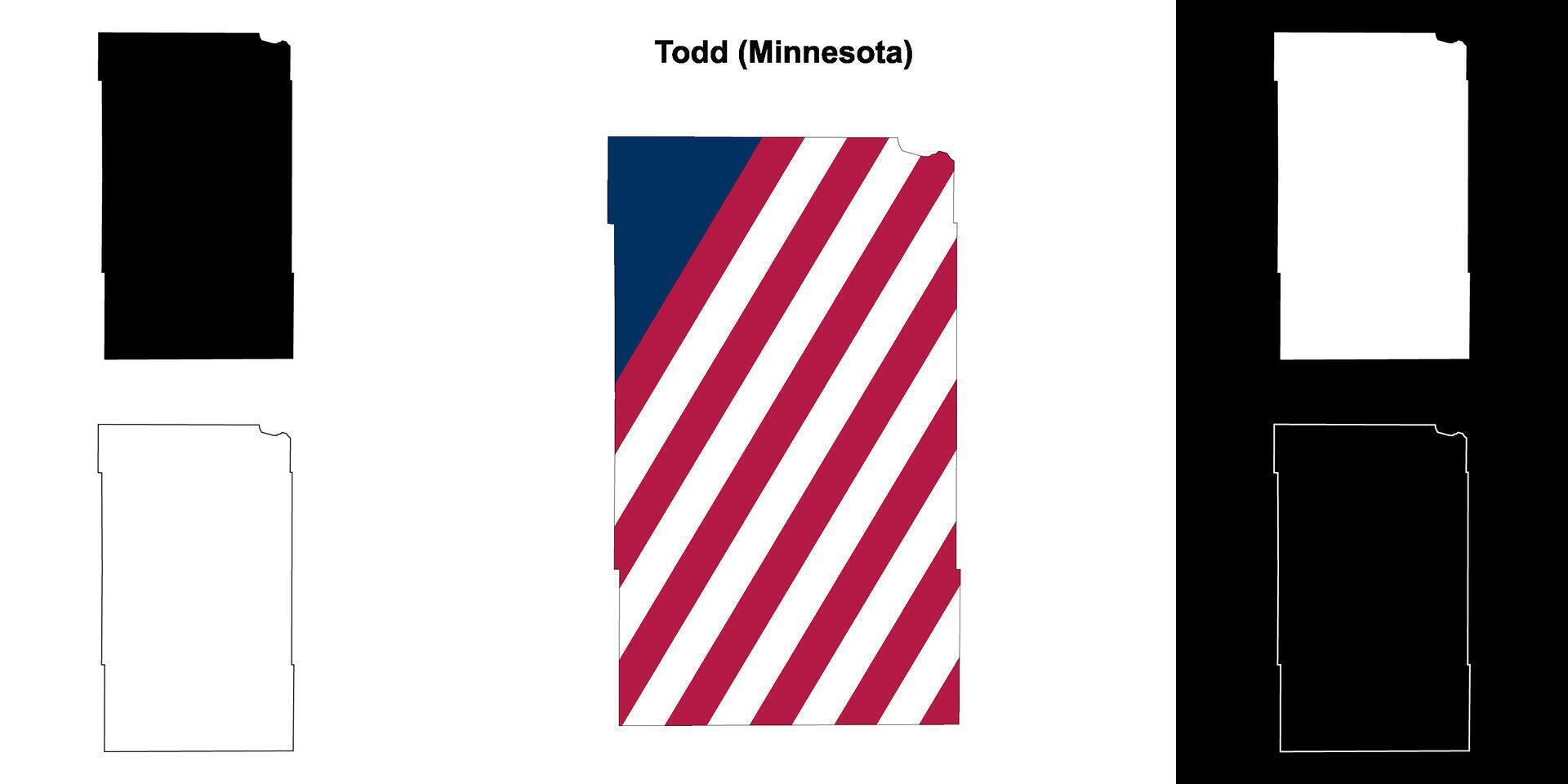 todd comté, Minnesota contour carte ensemble vecteur